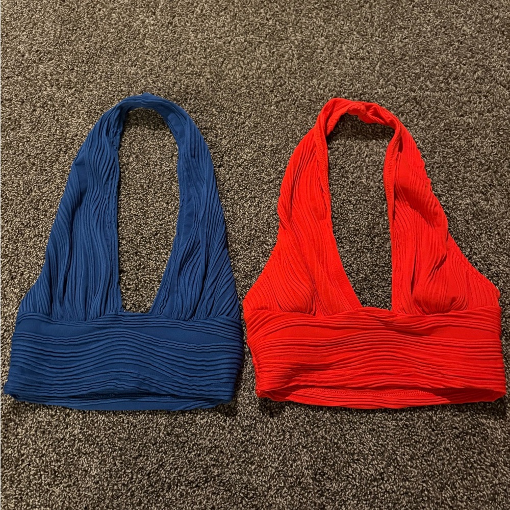 Red and Blue Halter Tops